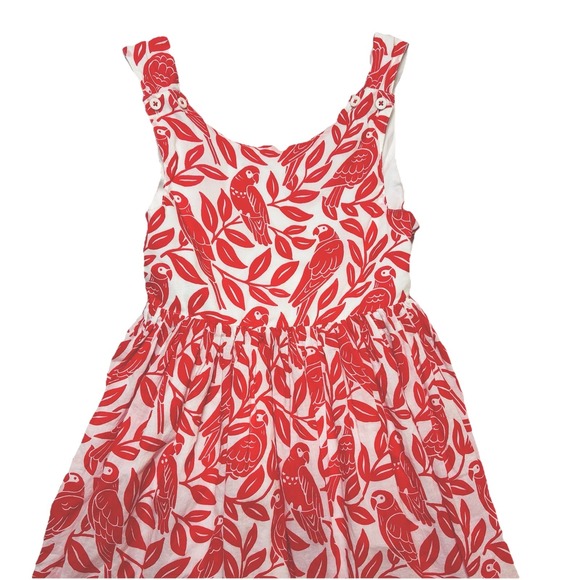 Mini Boden Cross-Back Dress 6-7Y Birds Beach Red White 100% Cotton Twirl Party - Picture 3 of 10